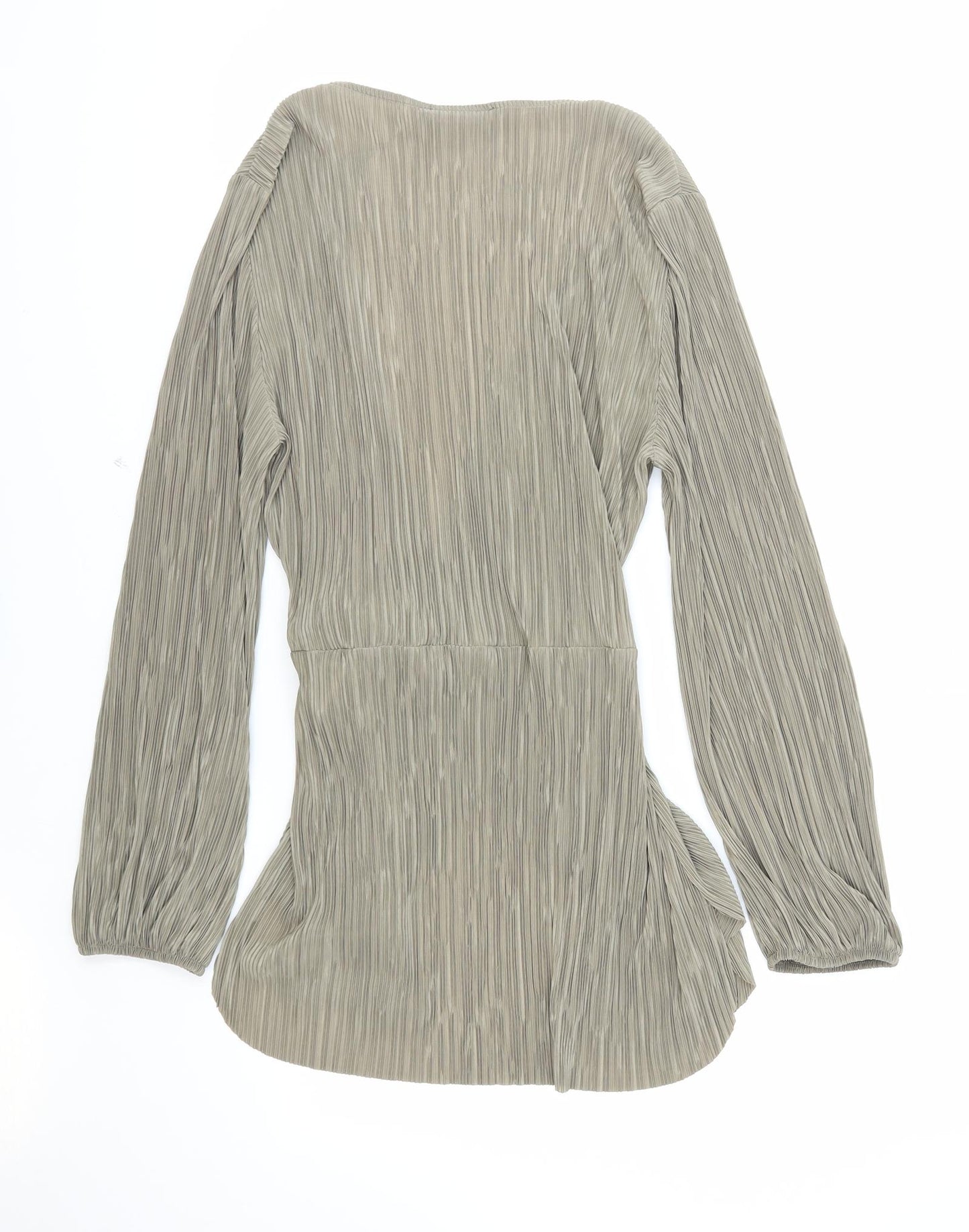 Zara Womens Brown Polyester Wrap Blouse Size L V-Neck