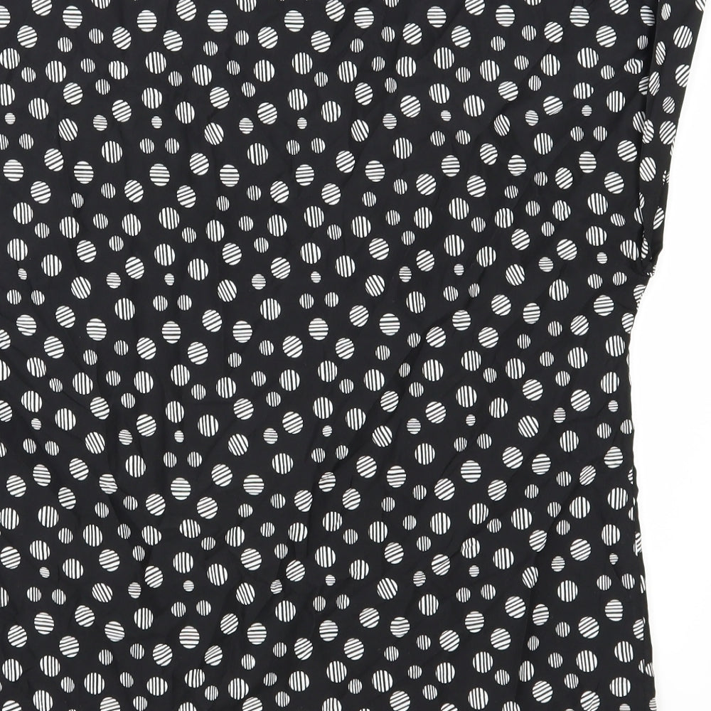 F&F Womens Black Geometric Polyester Basic T-Shirt Size 16 Round Neck