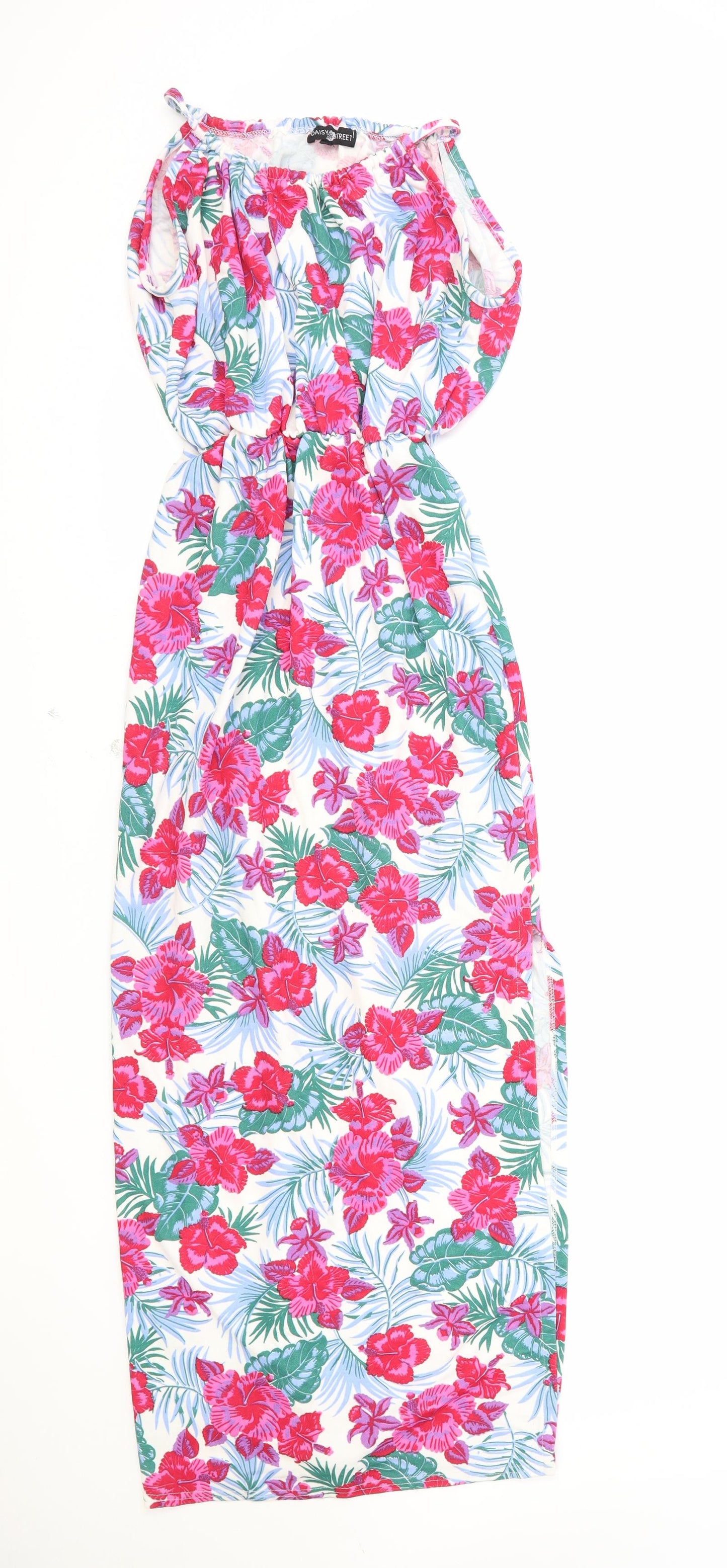 Daisy Street Womens Multicoloured Floral Polyester A-Line Size 10 Boat Neck Pullover