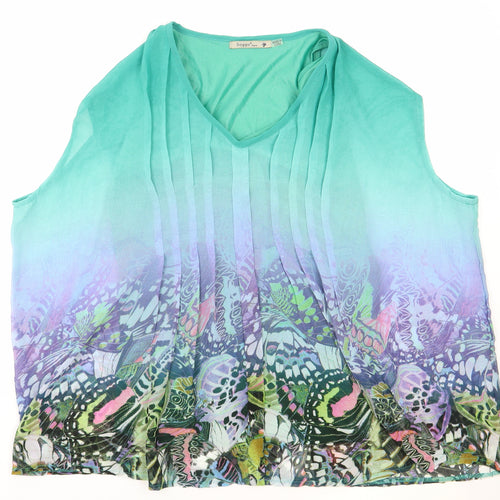 Soggo Womens Multicoloured Geometric Polyester Basic Blouse One Size V-Neck