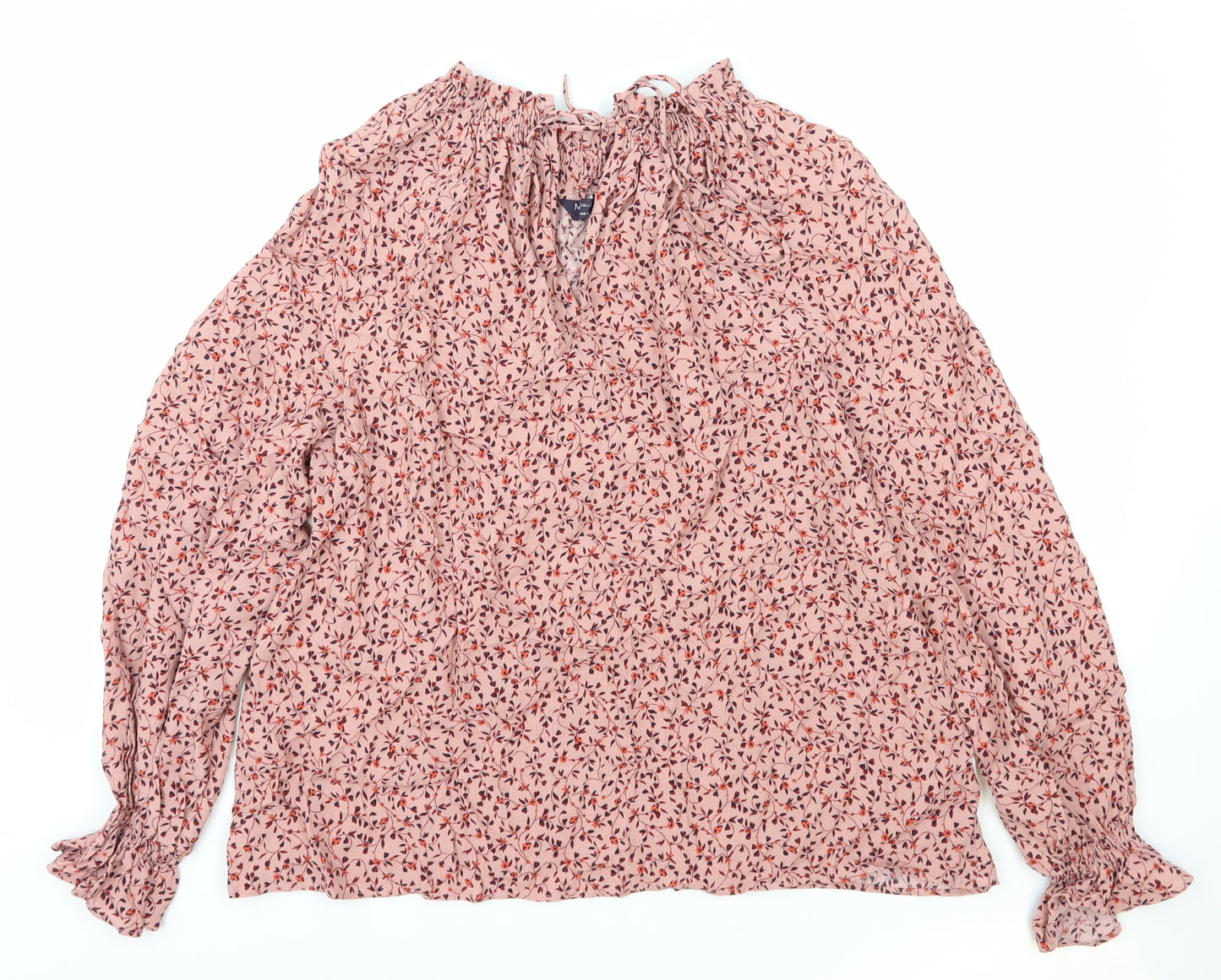 Marks and Spencer Womens Pink Floral Polyester Basic Blouse Size 12 Round Neck