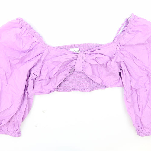Monk Womens Purple Viscose Cropped Blouse Size 14 V-Neck