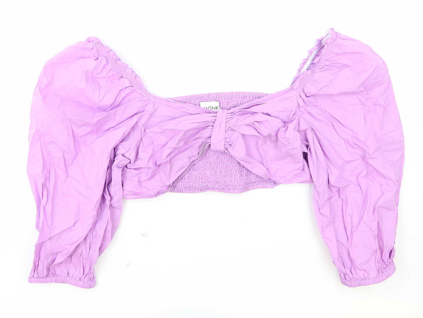 Monk Womens Purple Viscose Cropped Blouse Size 14 V-Neck