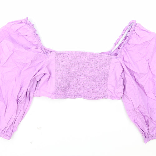 Monk Womens Purple Viscose Cropped Blouse Size 14 V-Neck