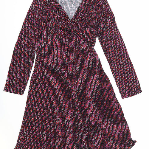 Xantik Womens Purple Geometric Polyester Skater Dress Size S V-Neck Pullover
