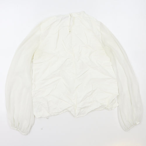 Zara Womens White Polyester Basic Blouse Size S Round Neck