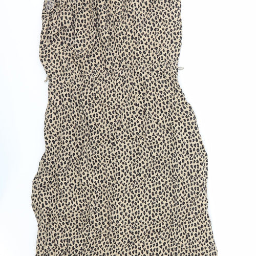 Editor's Cut Womens Brown Animal Print Polyester Shirt Dress Size 8 Collared Button - Leopard Print