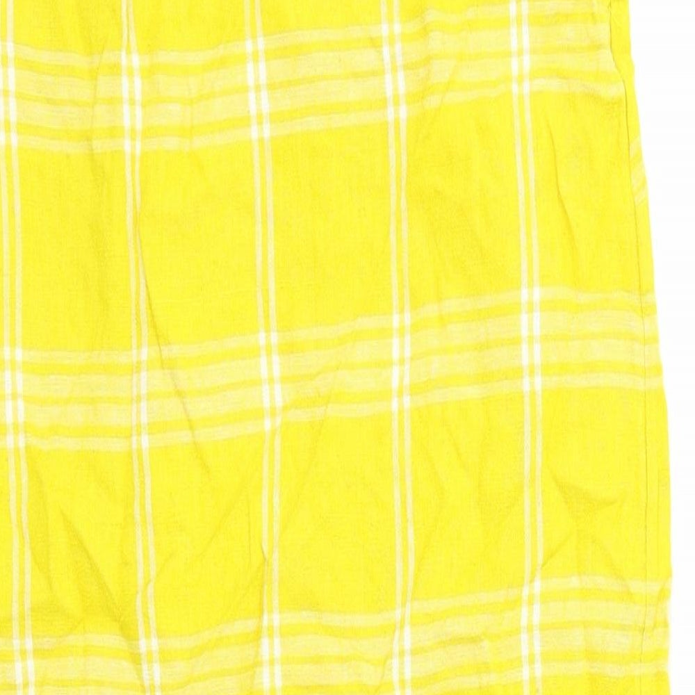 Marks and Spencer Womens Yellow Check Viscose Tank Dress Size 6 Scoop Neck Pullover