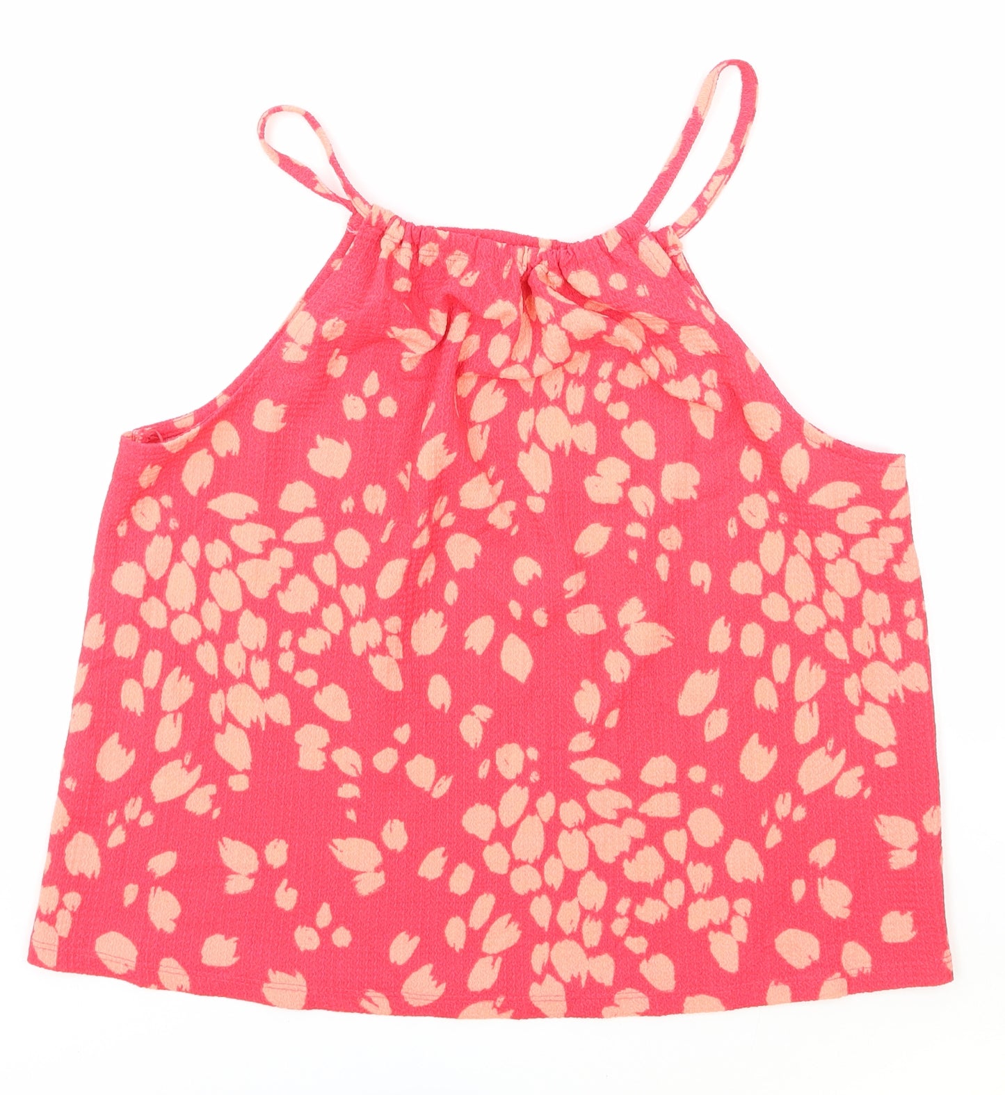 Papaya Womens Red Geometric Polyester Basic Tank Size 8 Round Neck