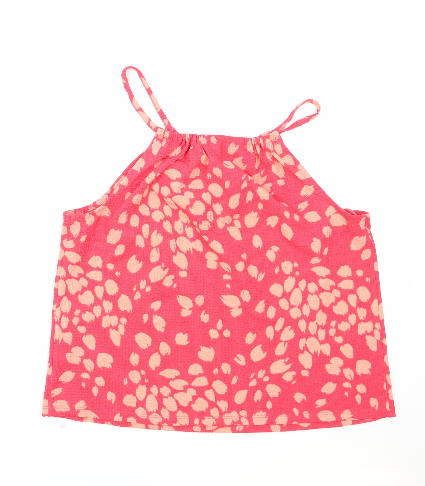Papaya Womens Red Geometric Polyester Basic Tank Size 8 Round Neck