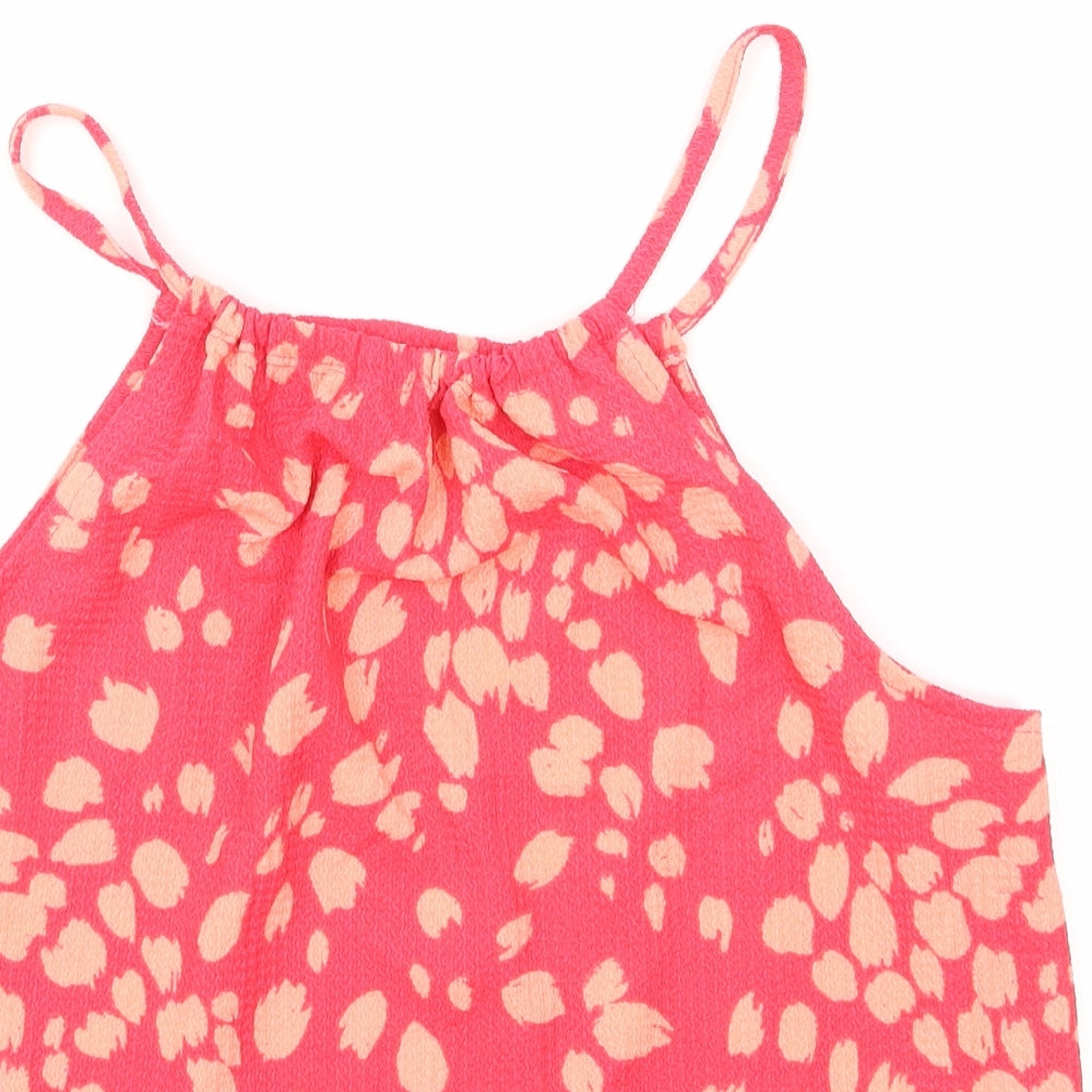 Papaya Womens Red Geometric Polyester Basic Tank Size 8 Round Neck