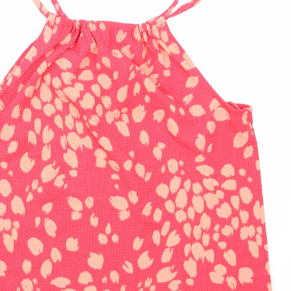 Papaya Womens Red Geometric Polyester Basic Tank Size 8 Round Neck