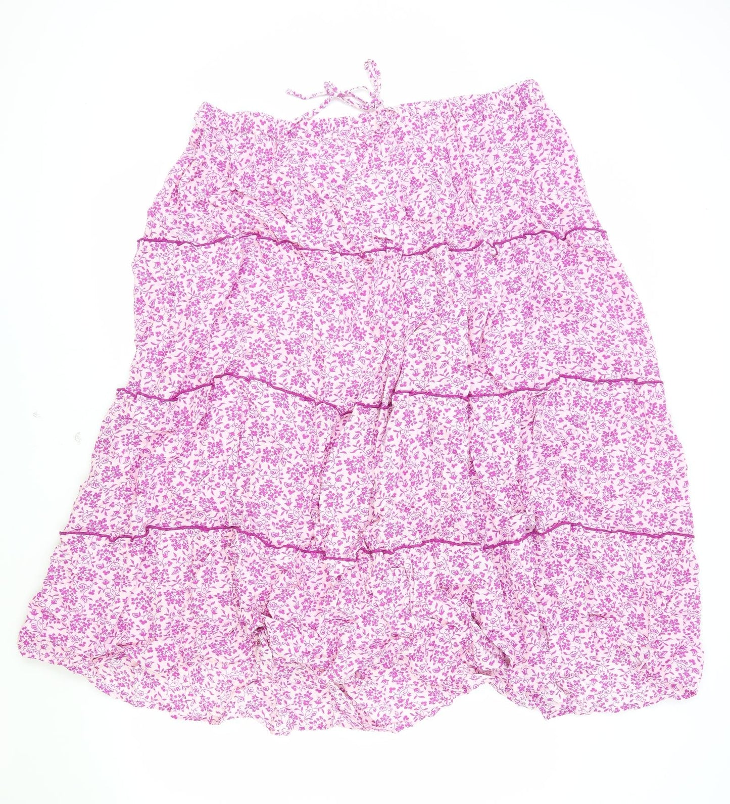 Per Una Womens Pink Floral Cotton Peasant Skirt Size 22 Drawstring