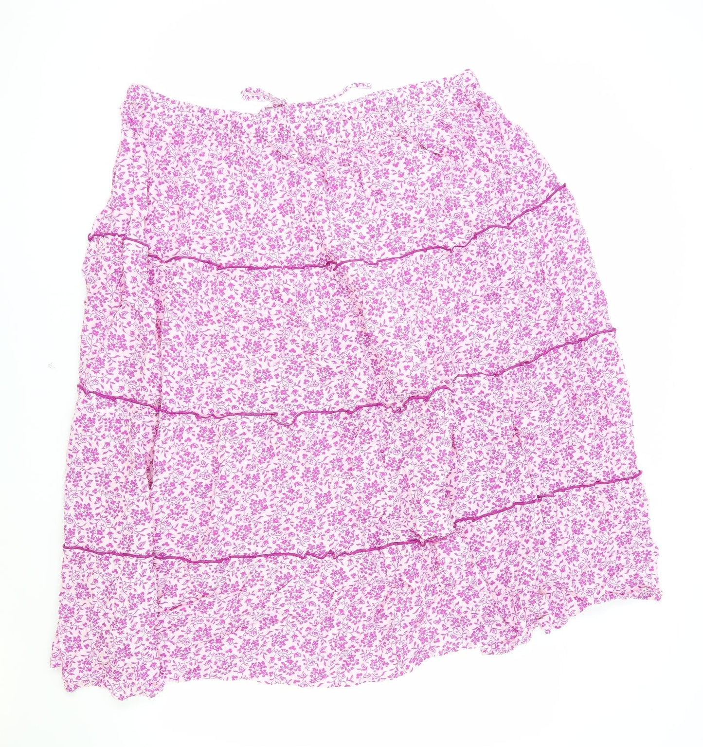 Per Una Womens Pink Floral Cotton Peasant Skirt Size 22 Drawstring