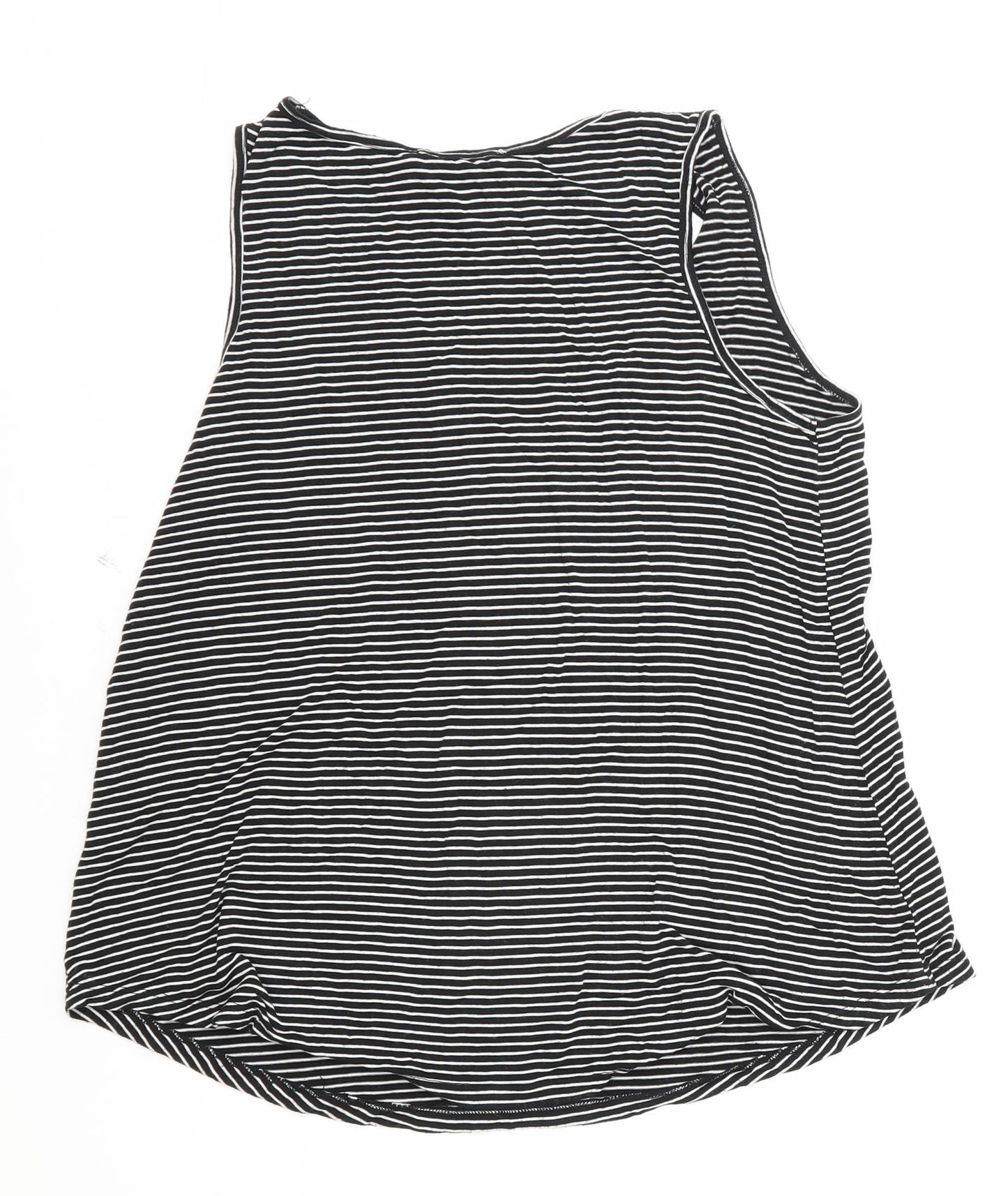 Double Zero Womens Black Striped Polyester Basic Tank Size S V-Neck