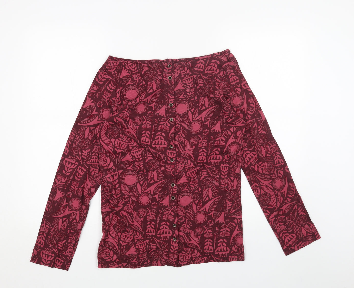 Weird Fish Womens Purple Floral Cotton Basic Blouse Size 10 Off the Shoulder