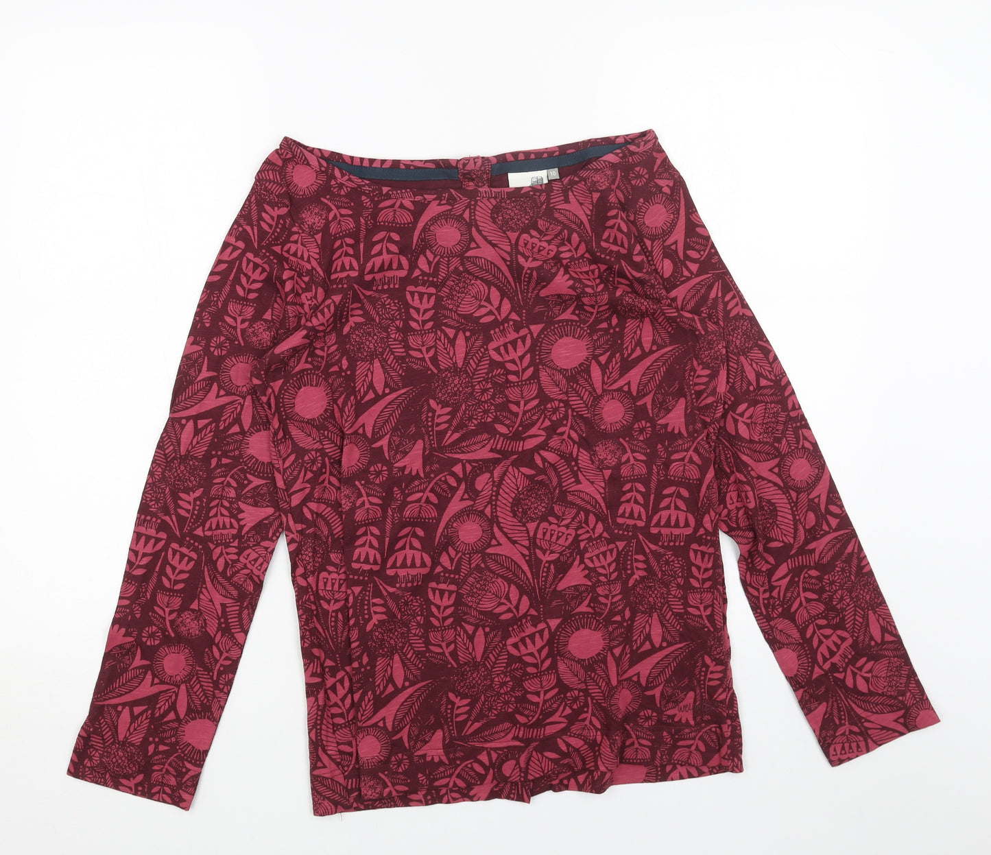 Weird Fish Womens Purple Floral Cotton Basic Blouse Size 10 Off the Shoulder