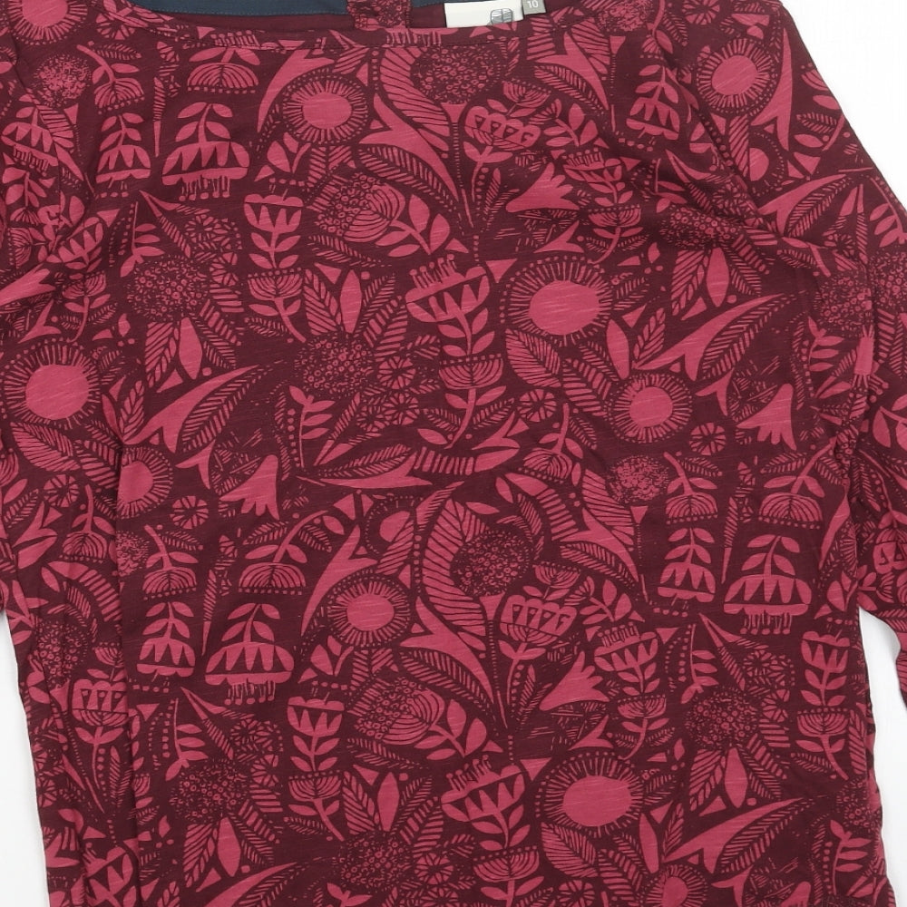 Weird Fish Womens Purple Floral Cotton Basic Blouse Size 10 Off the Shoulder