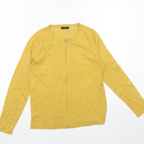 M&Co Womens Yellow Scoop Neck Viscose Full Zip Jumper Size 12