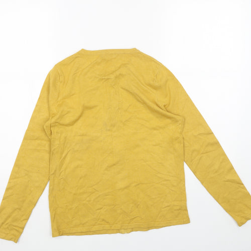 M&Co Womens Yellow Scoop Neck Viscose Full Zip Jumper Size 12