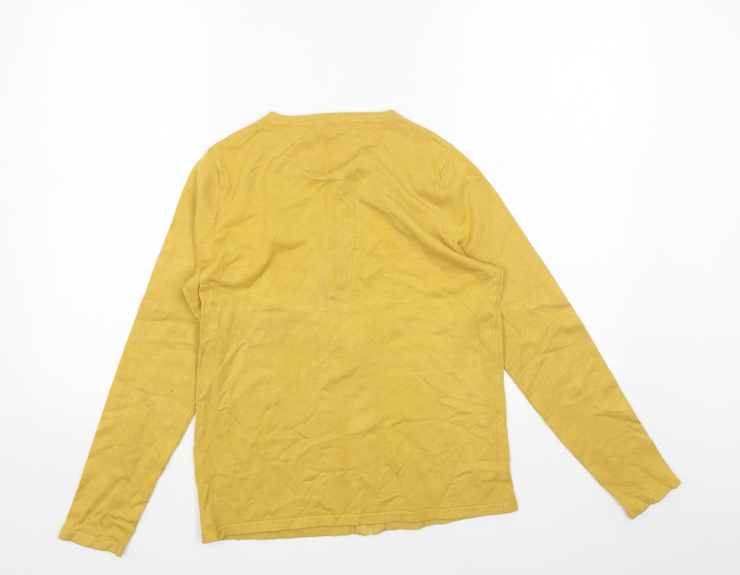 M&Co Womens Yellow Scoop Neck Viscose Full Zip Jumper Size 12