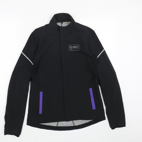 Preworn Womens Black Striped Windbreaker Jacket Size S Zip