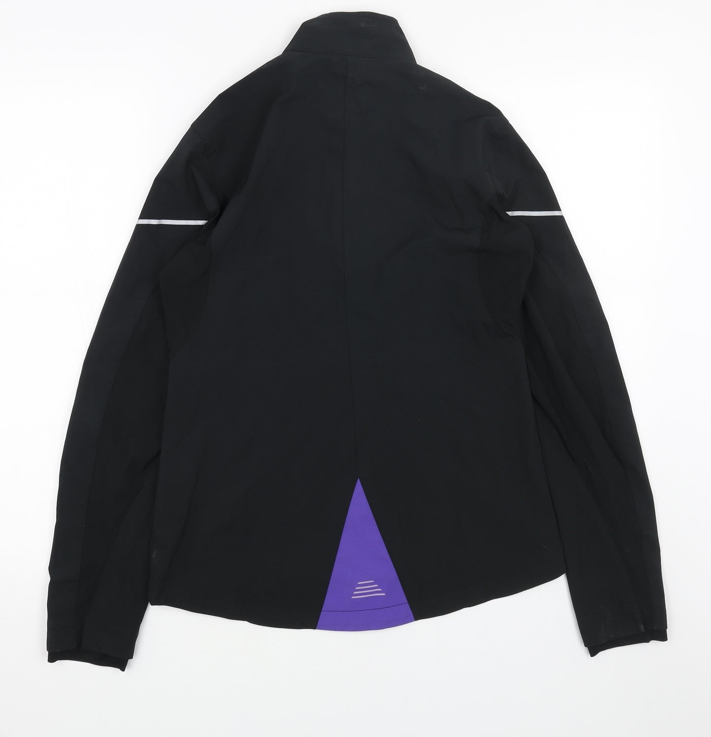 Preworn Womens Black Striped Windbreaker Jacket Size S Zip
