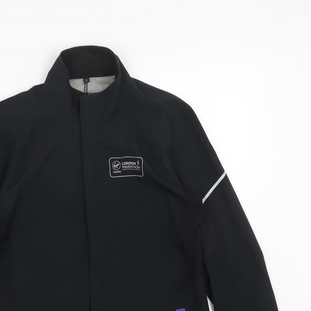 Preworn Womens Black Striped Windbreaker Jacket Size S Zip