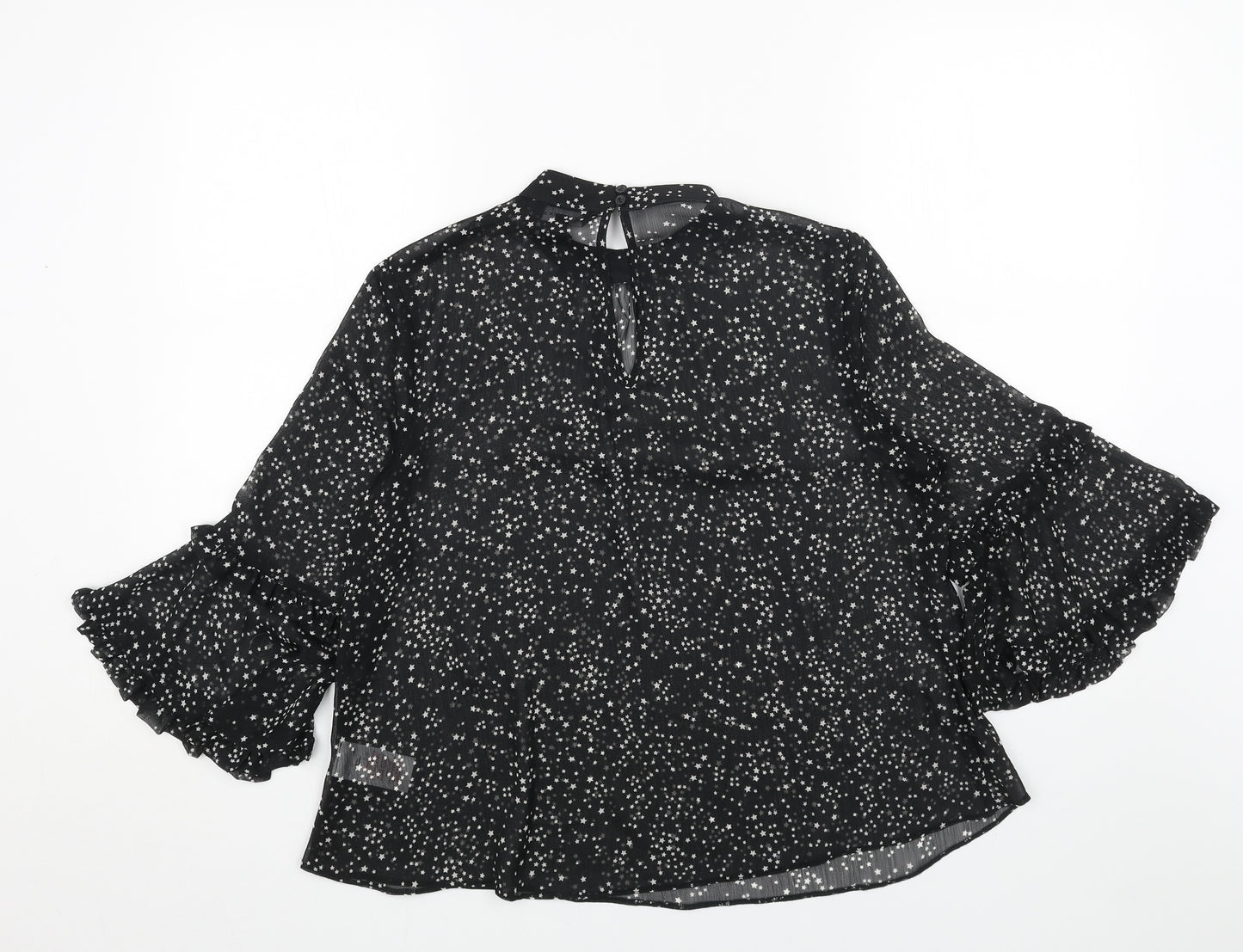 Dorothy Perkins Womens Black Geometric Polyester Basic Blouse Size 10 Mock Neck - Star Print