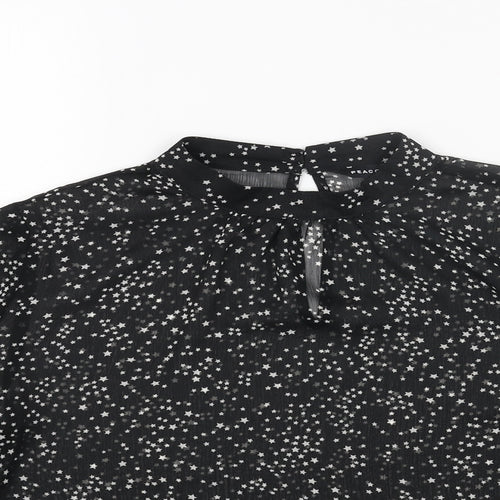 Dorothy Perkins Womens Black Geometric Polyester Basic Blouse Size 10 Mock Neck - Star Print