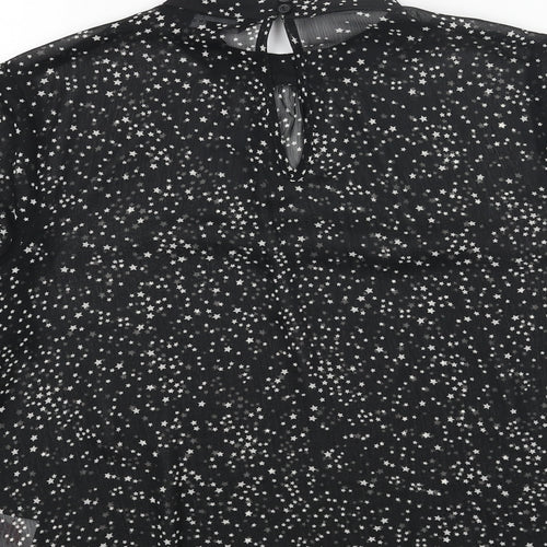 Dorothy Perkins Womens Black Geometric Polyester Basic Blouse Size 10 Mock Neck - Star Print