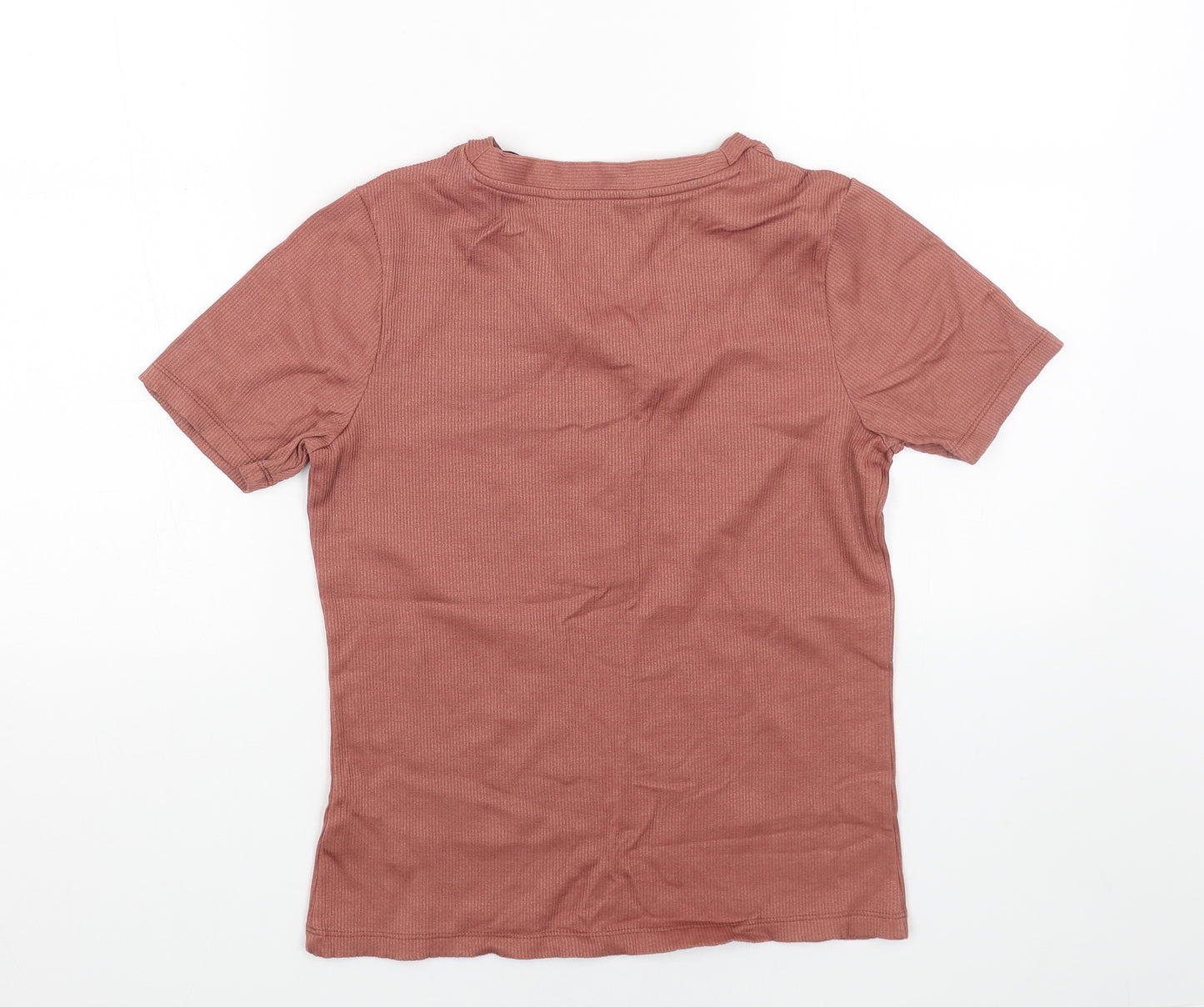 F&F Womens Orange Viscose Basic T-Shirt Size 10 Sweetheart - Ribbed