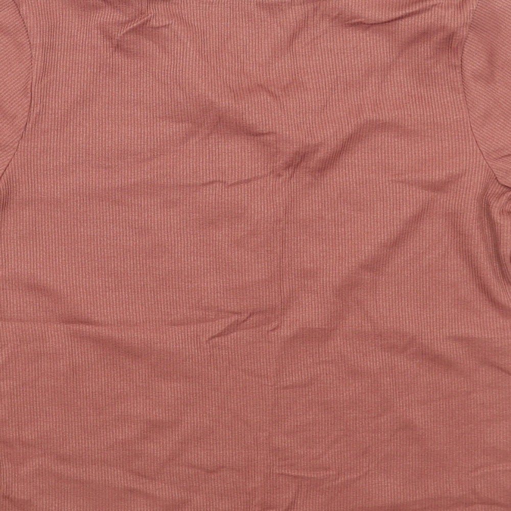F&F Womens Orange Viscose Basic T-Shirt Size 10 Sweetheart - Ribbed