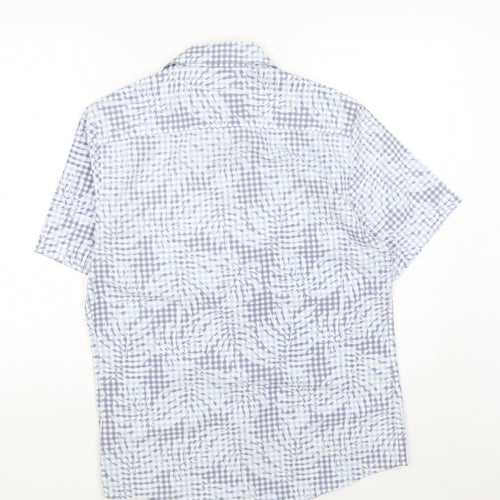 Atlantic Bay Womens Blue Check Cotton Basic Button-Up Size S Collared