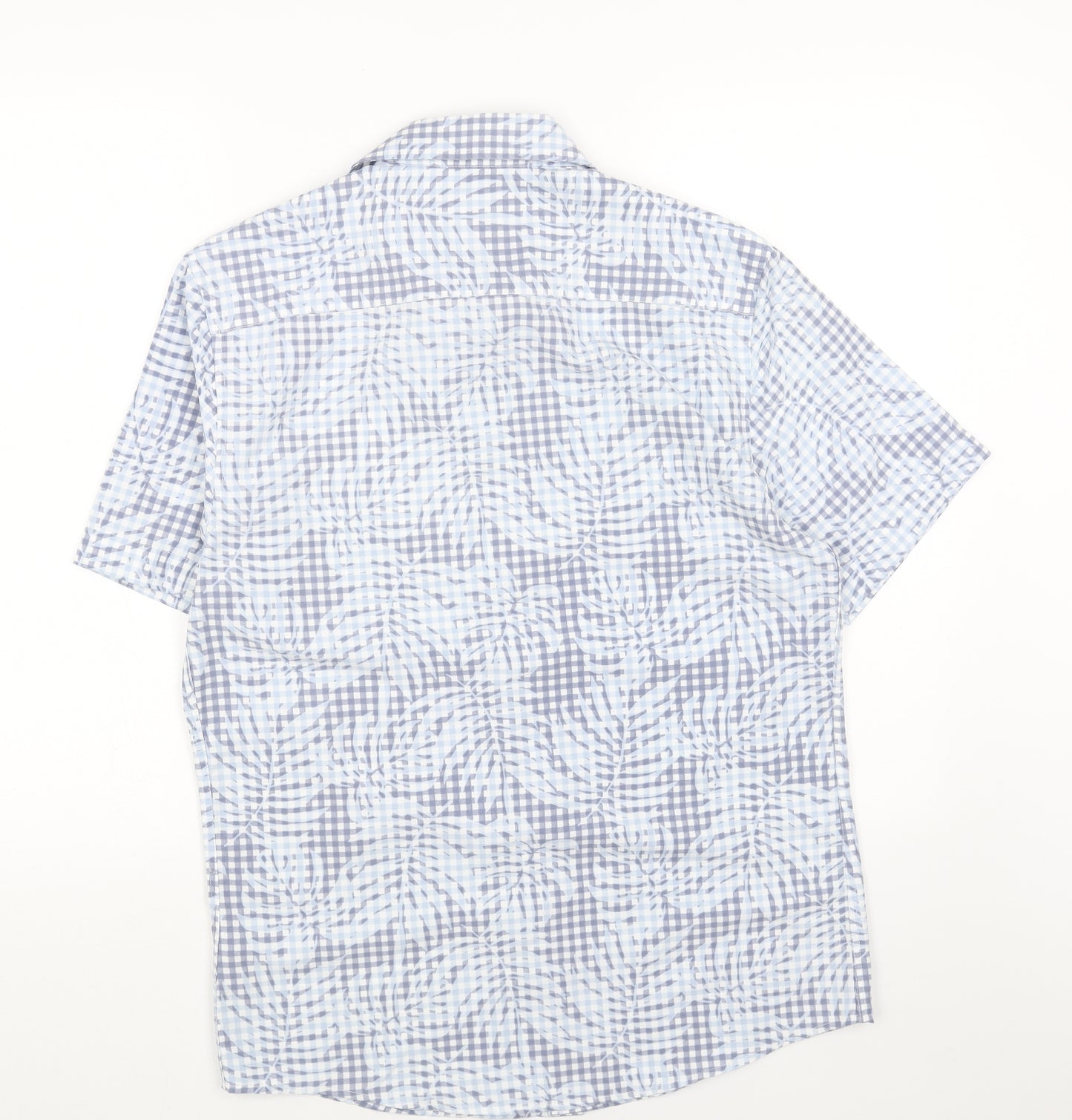 Atlantic Bay Womens Blue Check Cotton Basic Button-Up Size S Collared