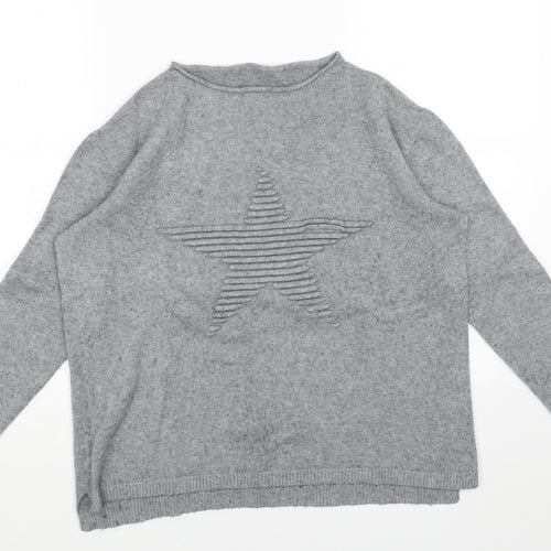 Preworn Womens Grey Round Neck Viscose Pullover Jumper Size M - Star