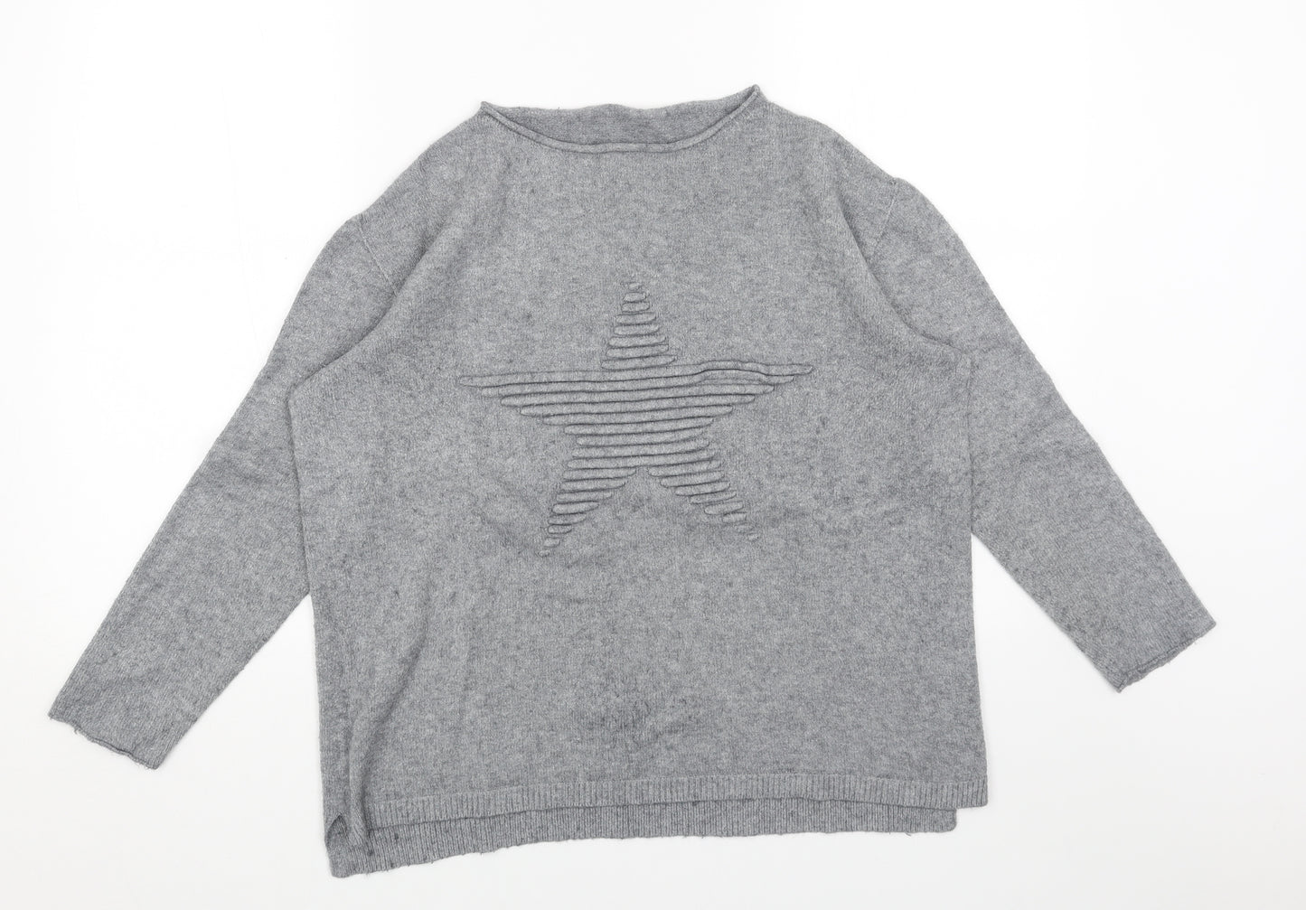 Preworn Womens Grey Round Neck Viscose Pullover Jumper Size M - Star