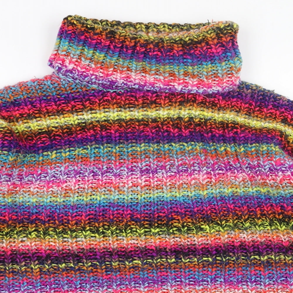 Primark Womens Multicoloured Roll Neck Striped Acrylic Pullover Jumper Size S