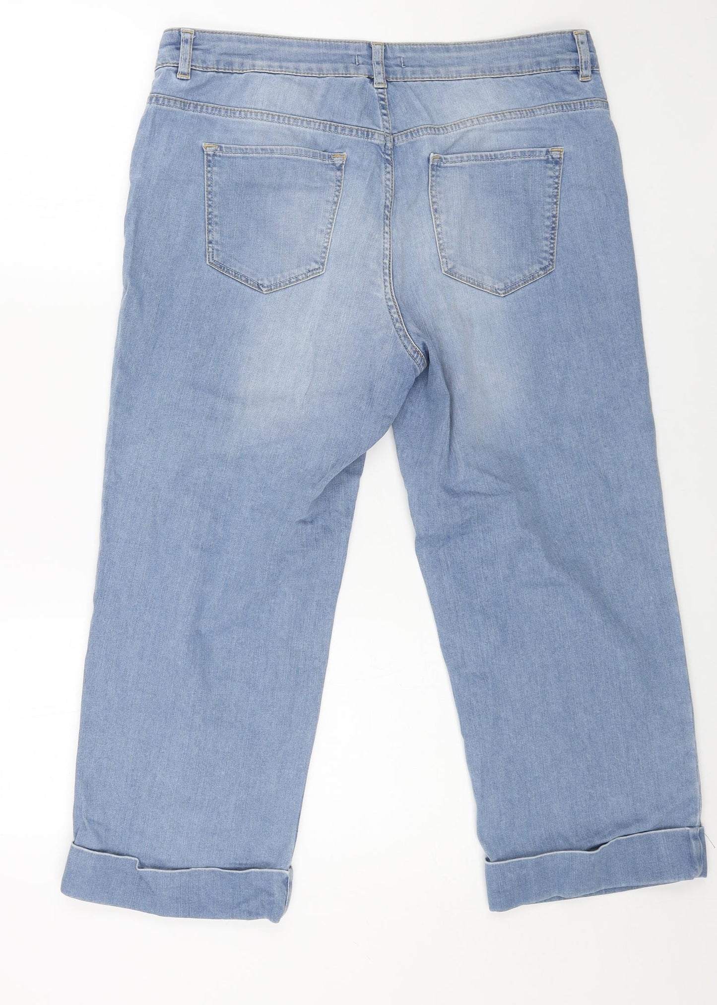 TU Womens Blue Cotton Straight Jeans Size 14 L23 in Regular Button