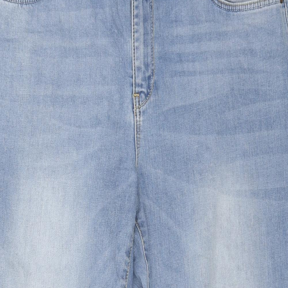 TU Womens Blue Cotton Straight Jeans Size 14 L23 in Regular Button