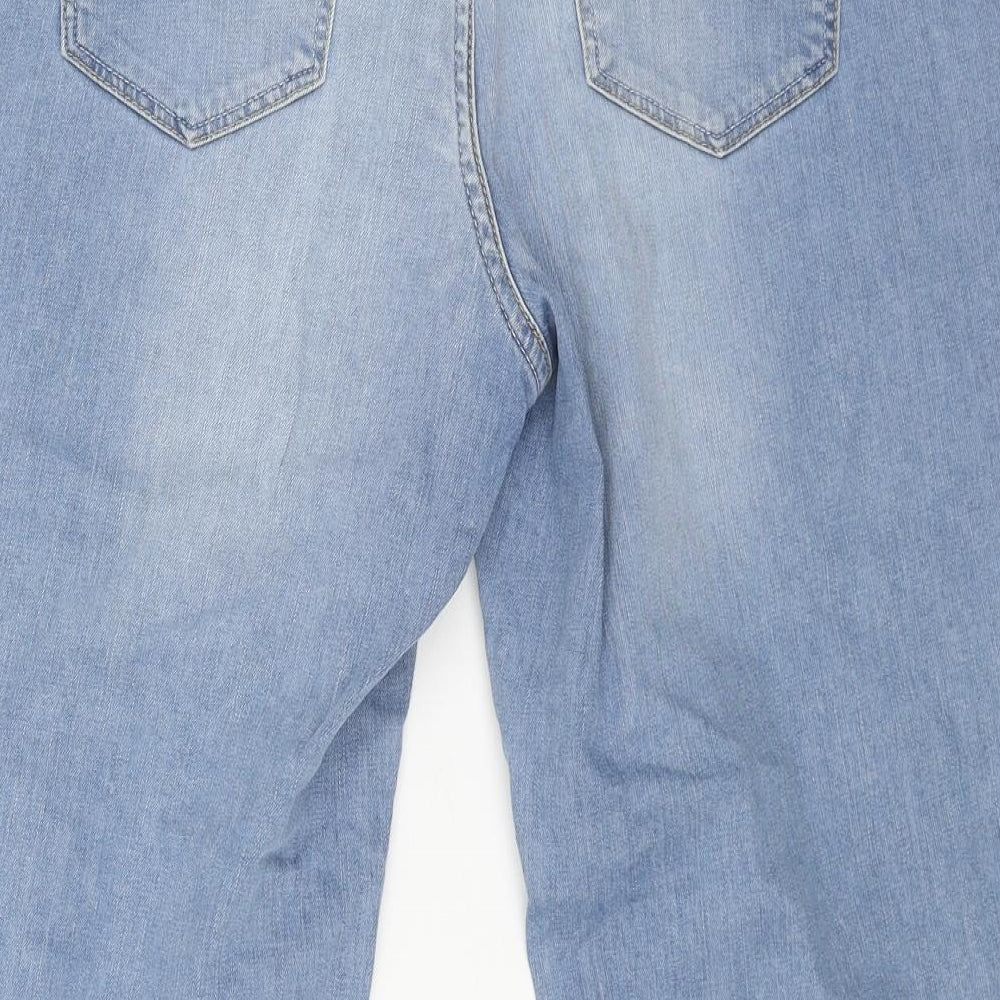 TU Womens Blue Cotton Straight Jeans Size 14 L23 in Regular Button