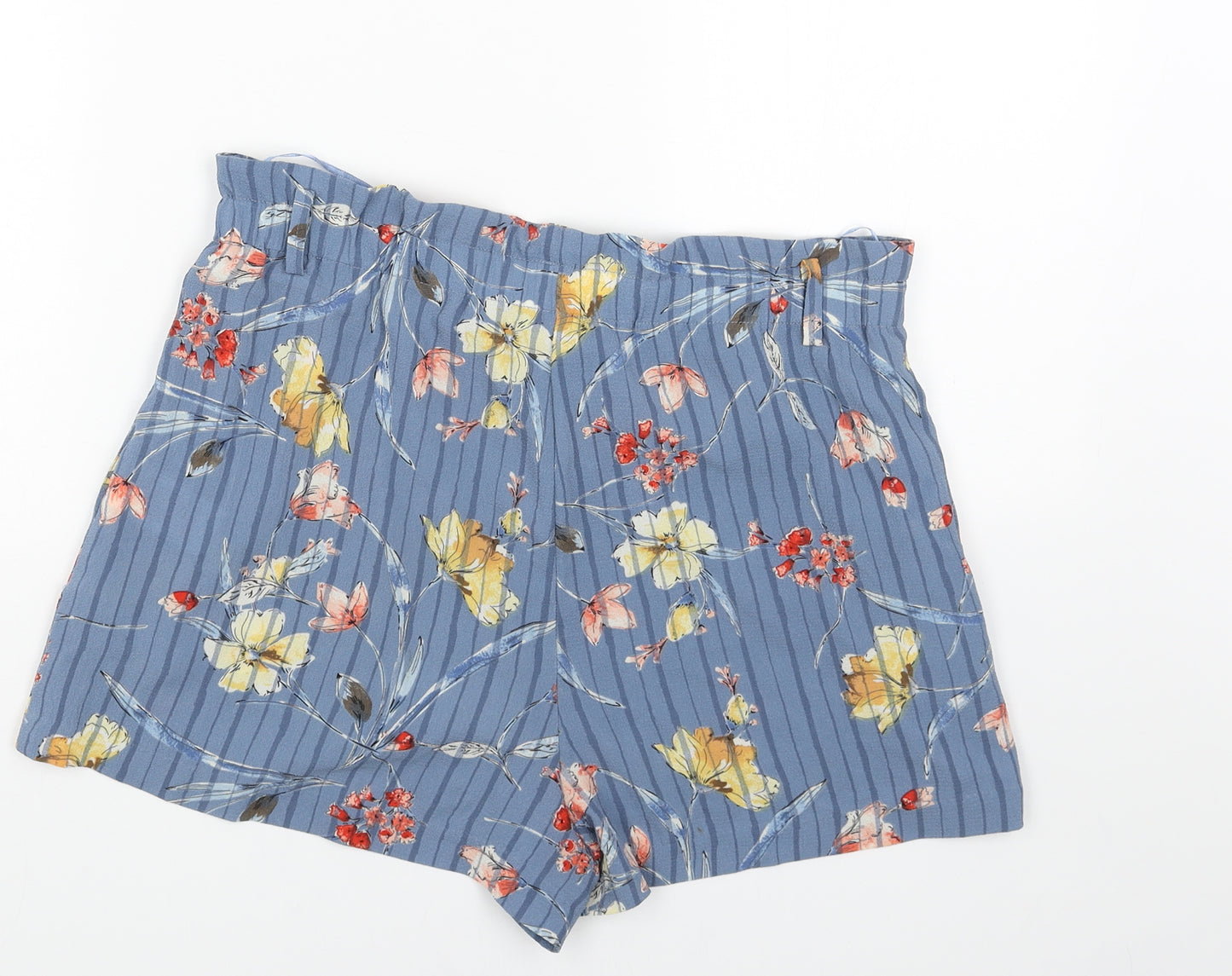 Peacocks Womens Blue Floral Polyester Culotte Shorts Size 10 Regular Zip