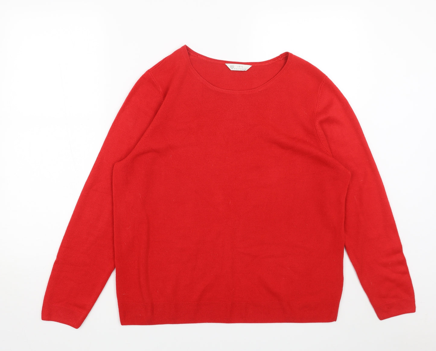 BHS Womens Red Scoop Neck Acrylic Pullover Jumper Size 20