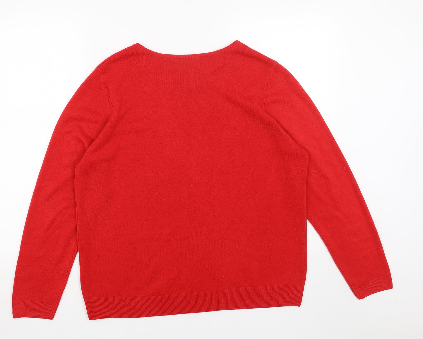 BHS Womens Red Scoop Neck Acrylic Pullover Jumper Size 20