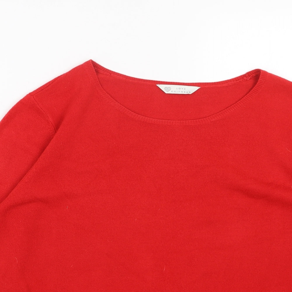 BHS Womens Red Scoop Neck Acrylic Pullover Jumper Size 20