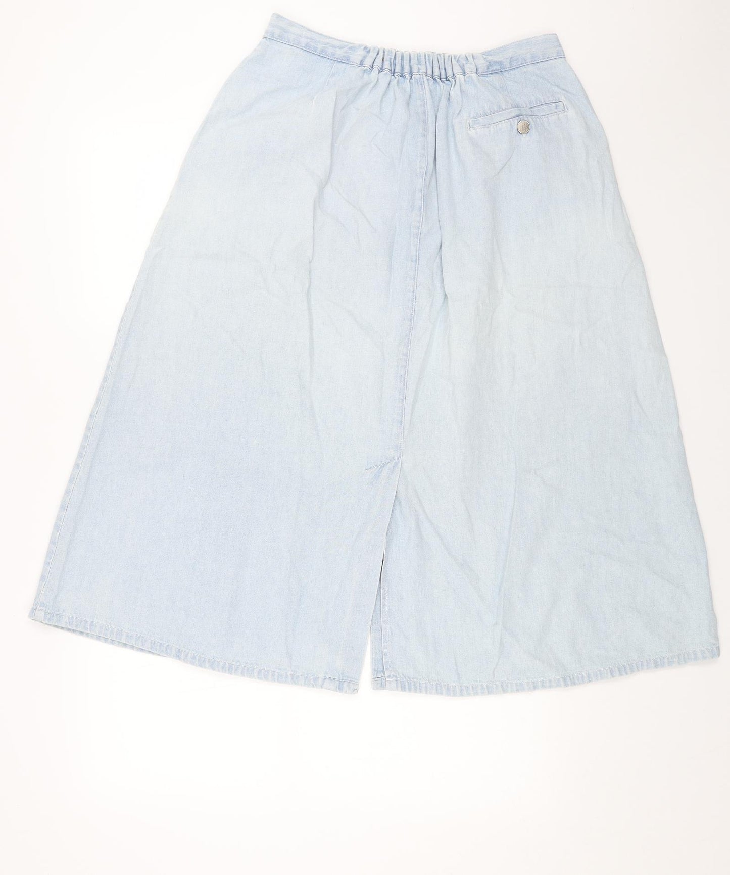 Preworn Womens Blue Cotton Swing Skirt Size 32 in Button