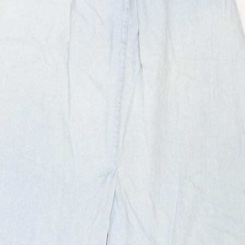 Preworn Womens Blue Cotton Swing Skirt Size 32 in Button
