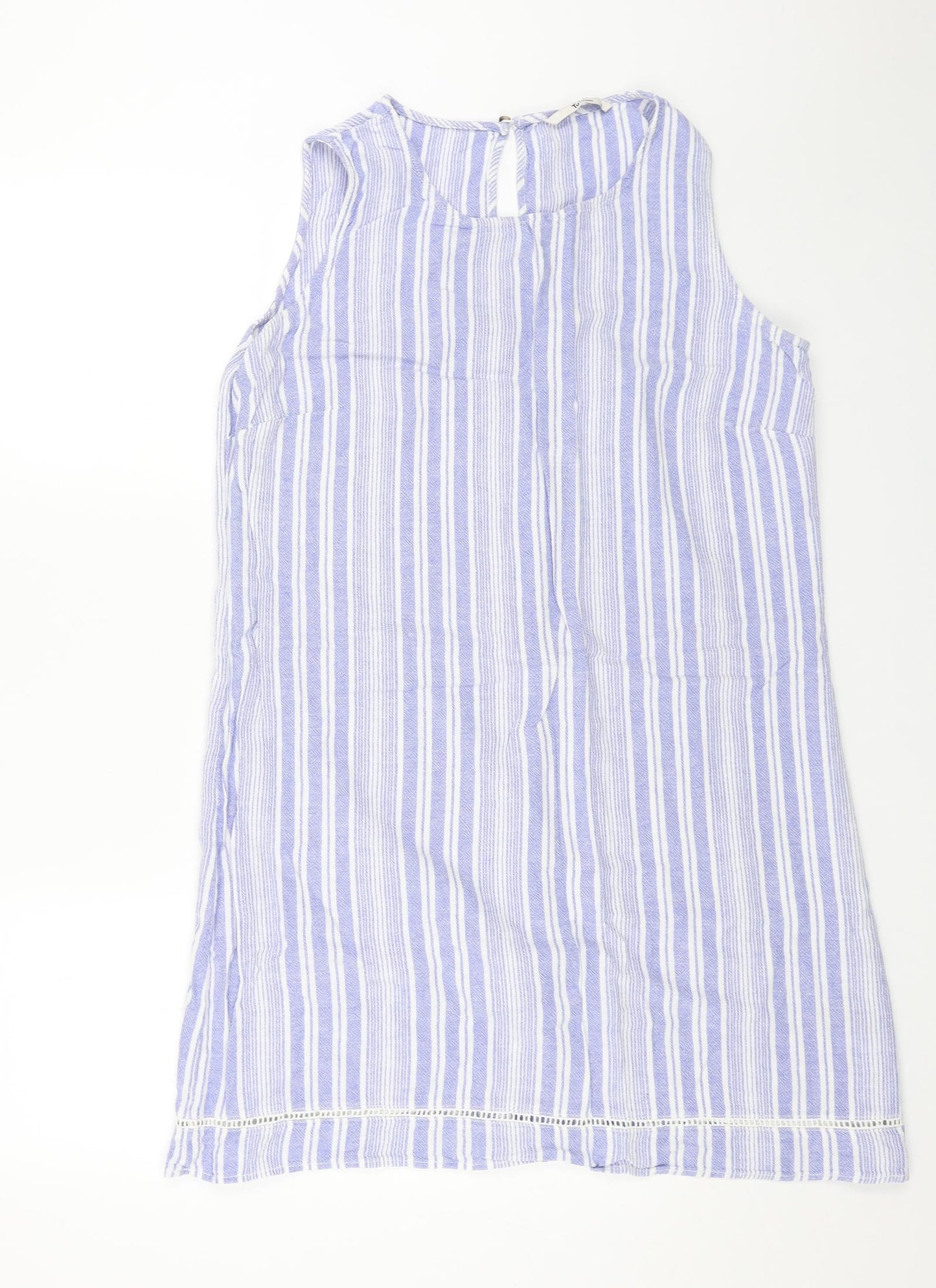 TU Womens Blue Striped Cotton Shift Size 18 Boat Neck Pullover