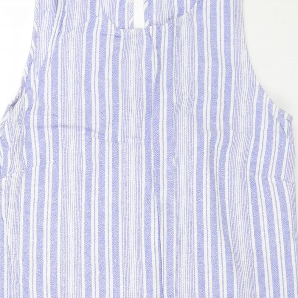 TU Womens Blue Striped Cotton Shift Size 18 Boat Neck Pullover