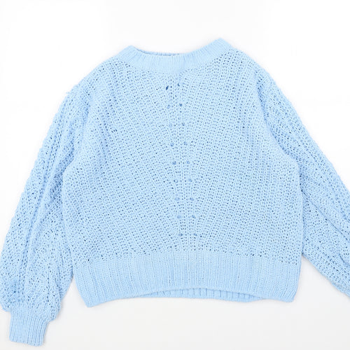 H&M Womens Blue Round Neck Polyester Pullover Jumper Size S